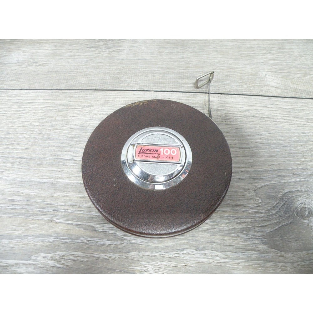 Lufkin C216 Vintage Chrome-clad Leather-covered Tape Measure Brown